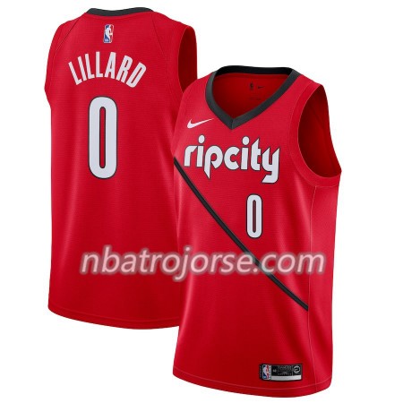 Män Portland Trail Blazers Tröja Damian Lillard 0 2018-19 Nike Röd Swingman